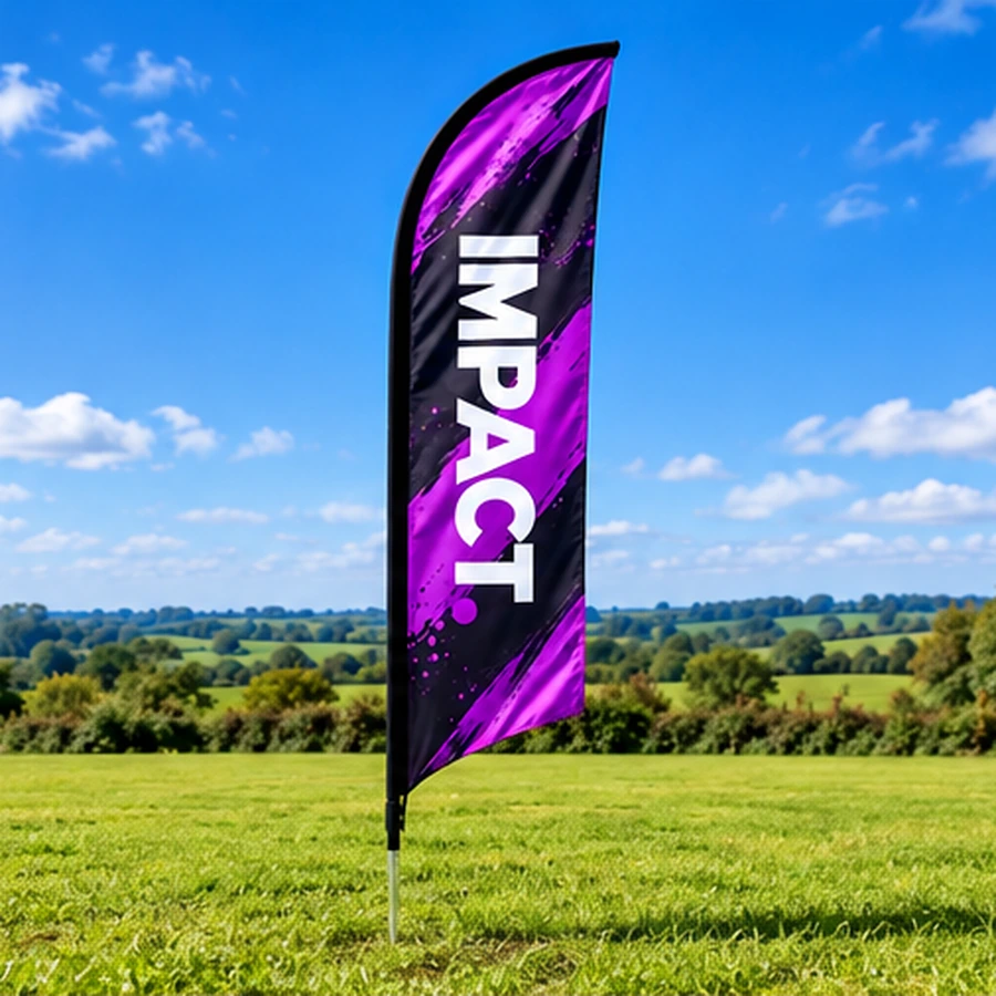 Crest flag example with IMPACT artwork and ground spike