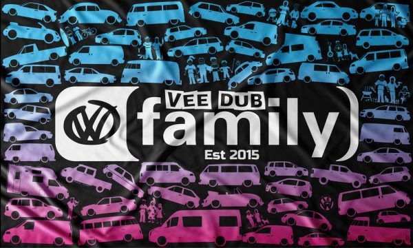 Vee Dub Family Flag All the Dubs (Black)