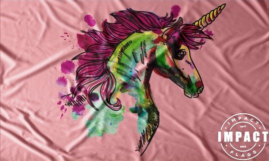 Unicorn Pink Watercolour Flag
