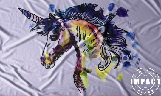 Unicorn Purple Watercolour Flag