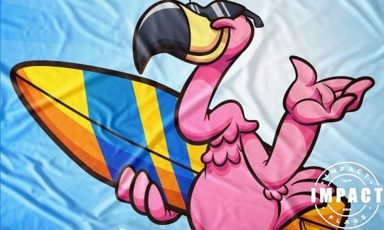 Surfing Flamingo Flag